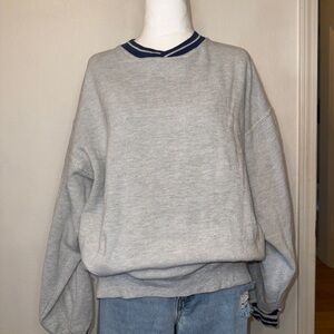 Gear For Sports Gray Crewneck Sweater with Navy Trim